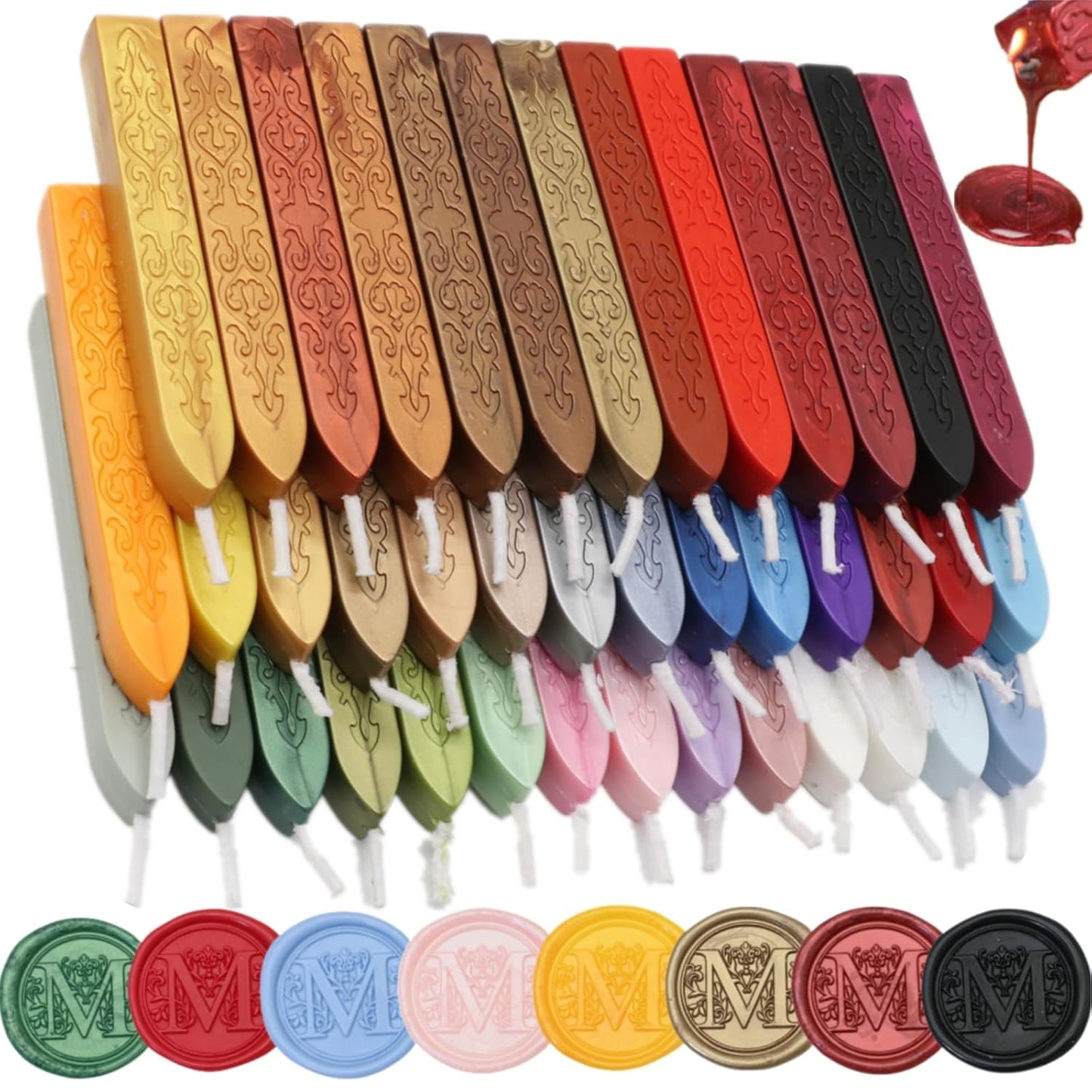 12Pcs Wax Sealing Sticks with Wicks, Assorted Colors Wax Seal Sticks Great for Vintage Mixed Color Waxsealsticks Letter Sealwax Stamp Wedding Invitations, Decoration (12-1)