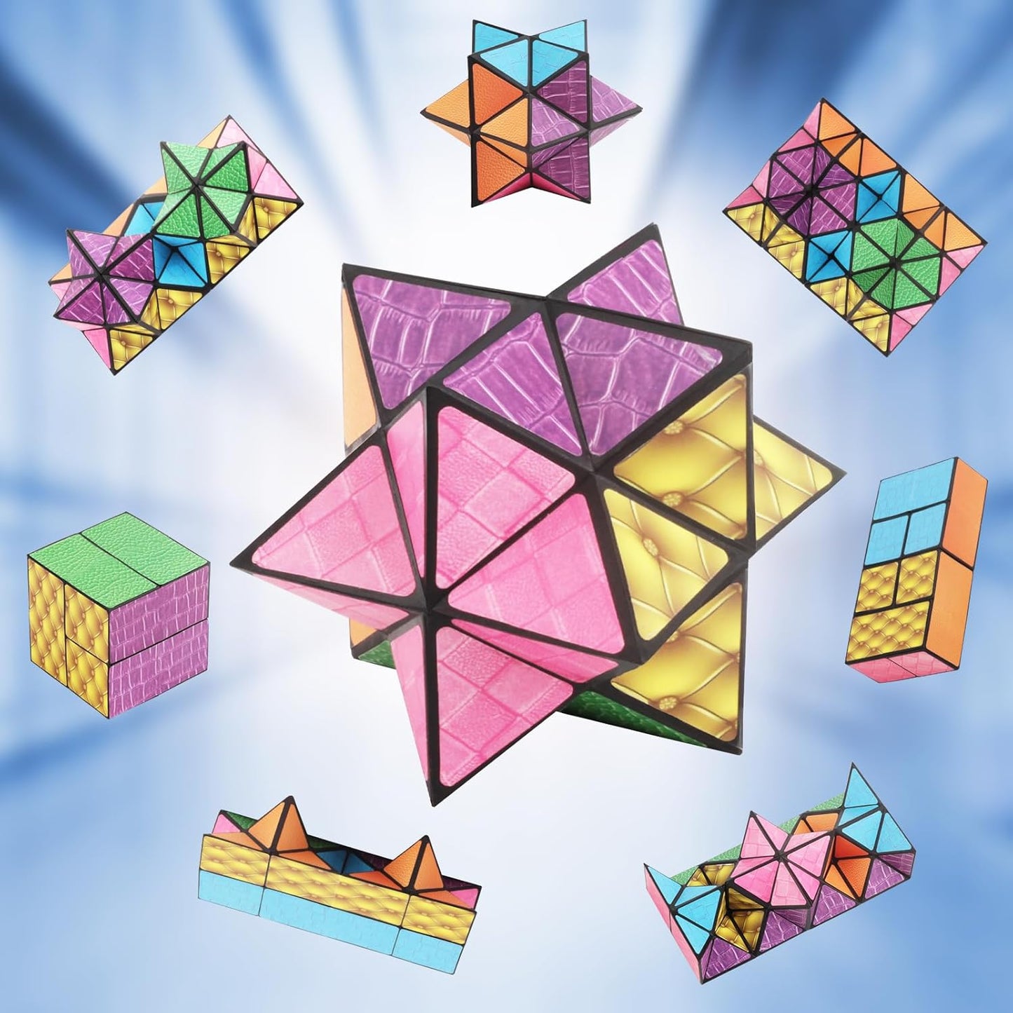 Fidget Blocks: Infinity Cubes Magic Cube Cool Stuff Gadgets Things Unique Birthday Gifts Boys Girls Kids Adults Anxiety Stress Relief Sensory Toy Fidget Blocks Colorful, Medium