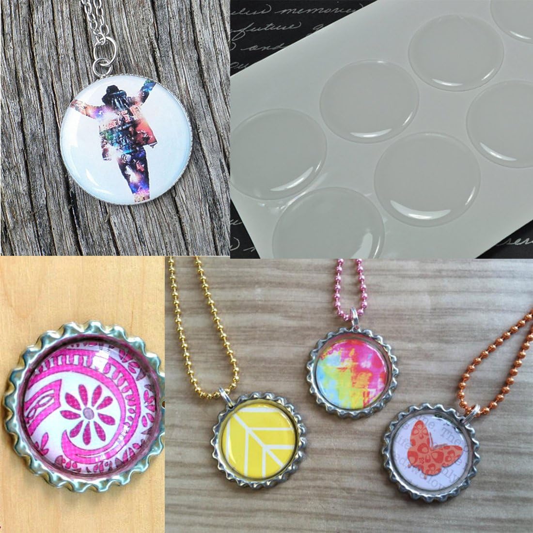 100-Piece Epoxy Resin Dome Stickers – Self-Adhesive Dots for DIY Crafts, Bottle Caps, Hair Bows, Scrapbooks, Jewelry & Pendants,1-Inch,Clear