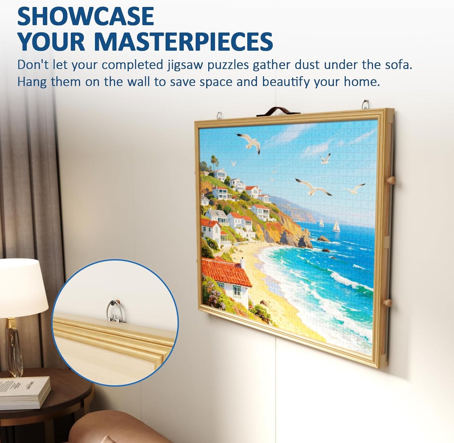 1500 Pcs Adjustable Jigsaw Puzzle Board with Drawers and Cover, 33.3"x24.3" Rotating Puzzle Table with Lazy Susan, Frame for Wall Art Display