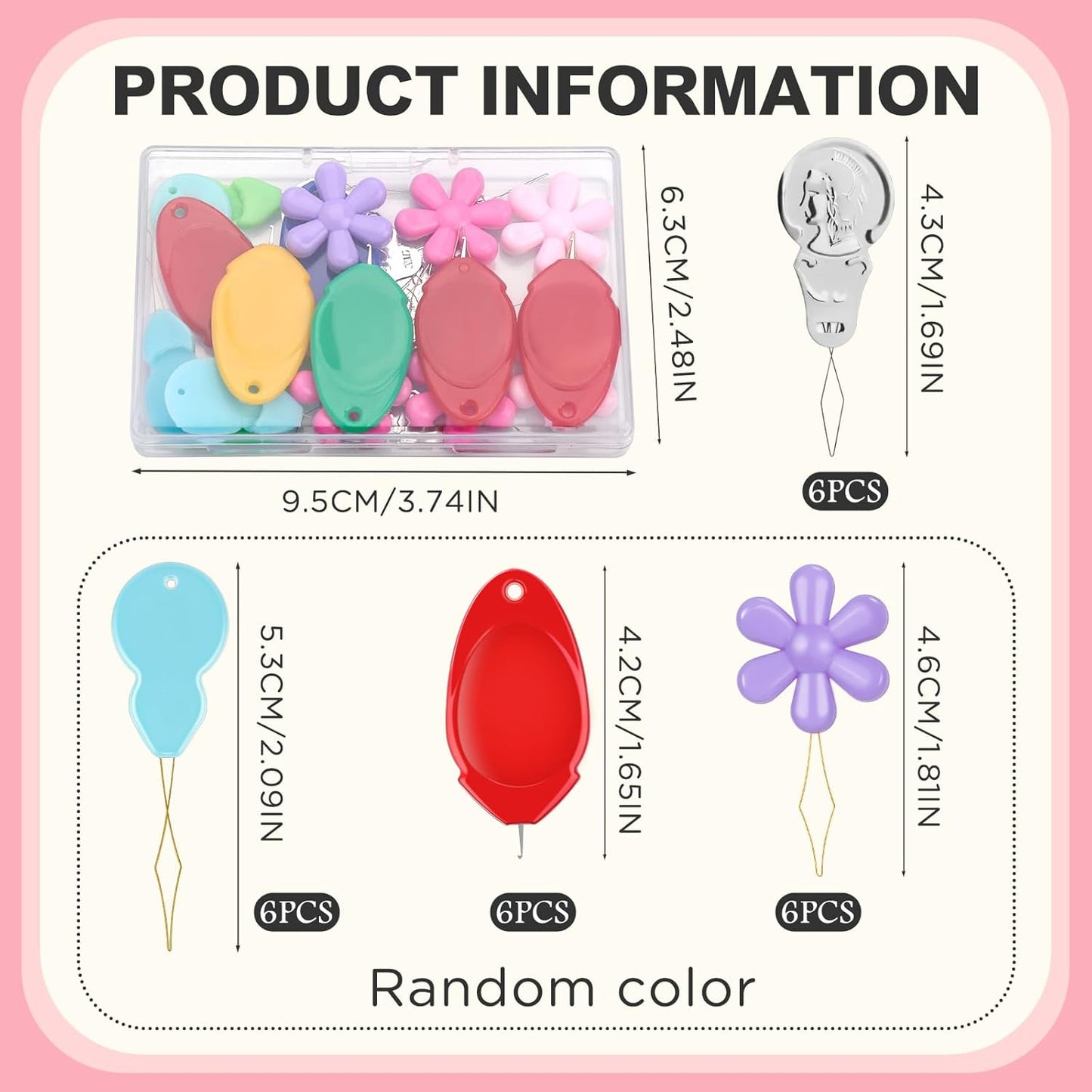 KAQRHFT Needle Threaders, 24 PCS Needle Threader Kit for Needle Work, 4 Types Simple Needle Threader Tool with Clear Storage Box for Hand Sewing, Sewing Machine, Embroidery Floss