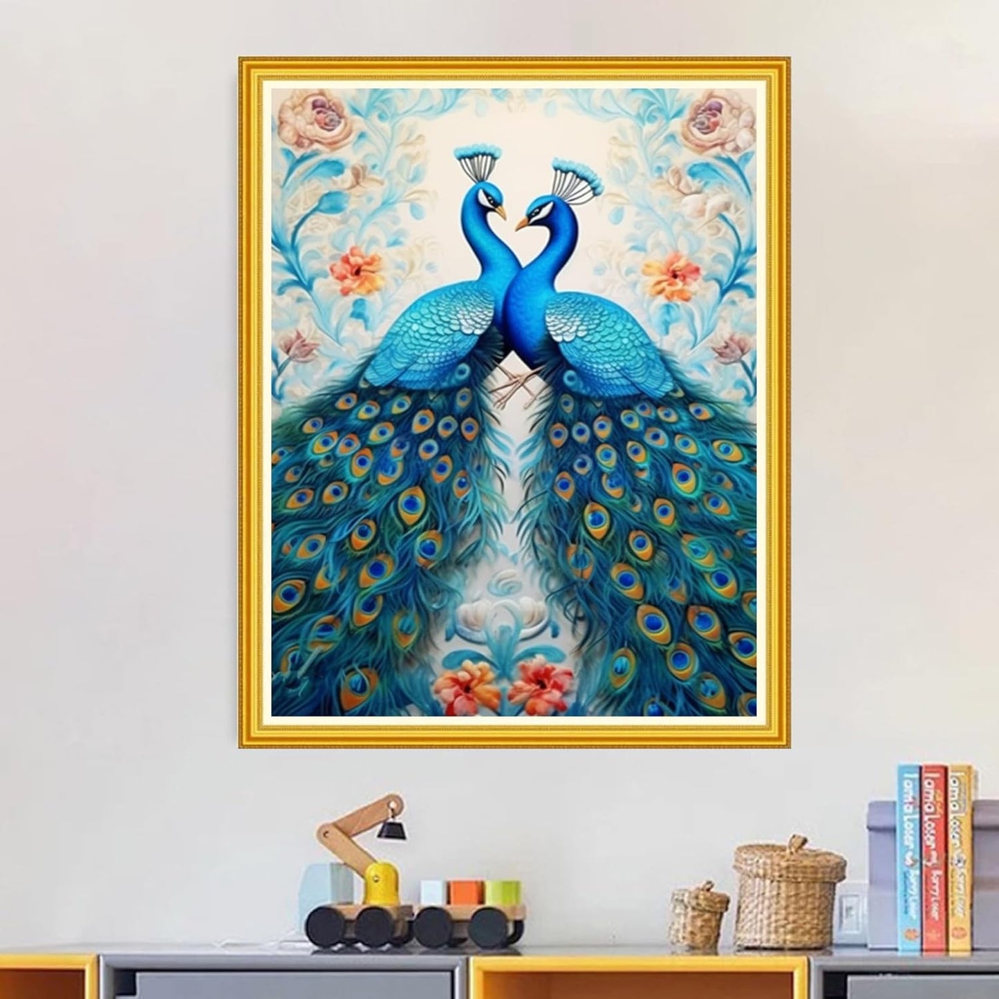 Magxvouy Cross Stitch Kits Stamped Full Range of Embroidery Kits,Cross Stitch Patterns Needlework Kits for Beginners 11CT Printed Kits&Blue Peafowl 16x20 inch