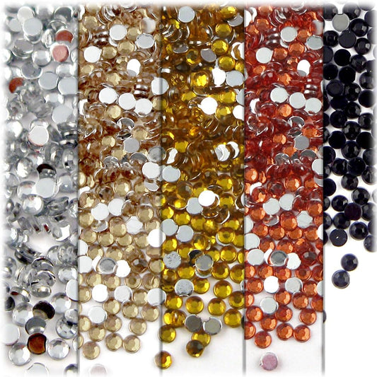 The Crafts Outlet 5-PK Set (7,200-Piece), Round 3mm Rhinestones, Flatback, Yellow Tones
