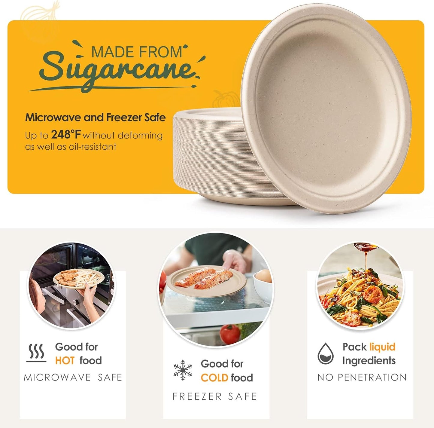 Gezond Compostable Paper Plates - 700pcs Biodegradable Heavy-duty Brown Plates Set for Party