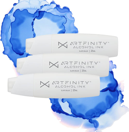 Alcohol Inks 3 Pack - Vibrant, Professional, Dye-Based Alcohol Inks for Artfinity Alcohol Markers, Artists, Drawing, & More! - Slate Blue B5-4