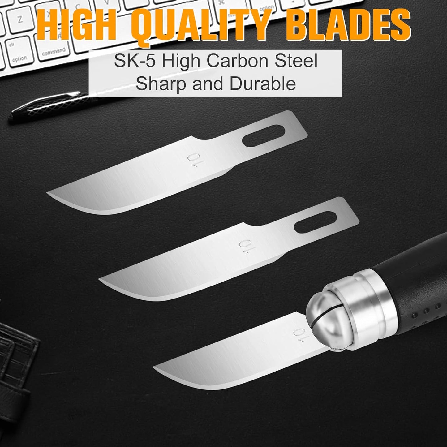 100 Pack Hobby Blades Set #10 Craft Knife Blades Refill Hobby Knife Replacement Blades with Storage Box for Art Craft Scrapbooking Supplies Caving Stencil