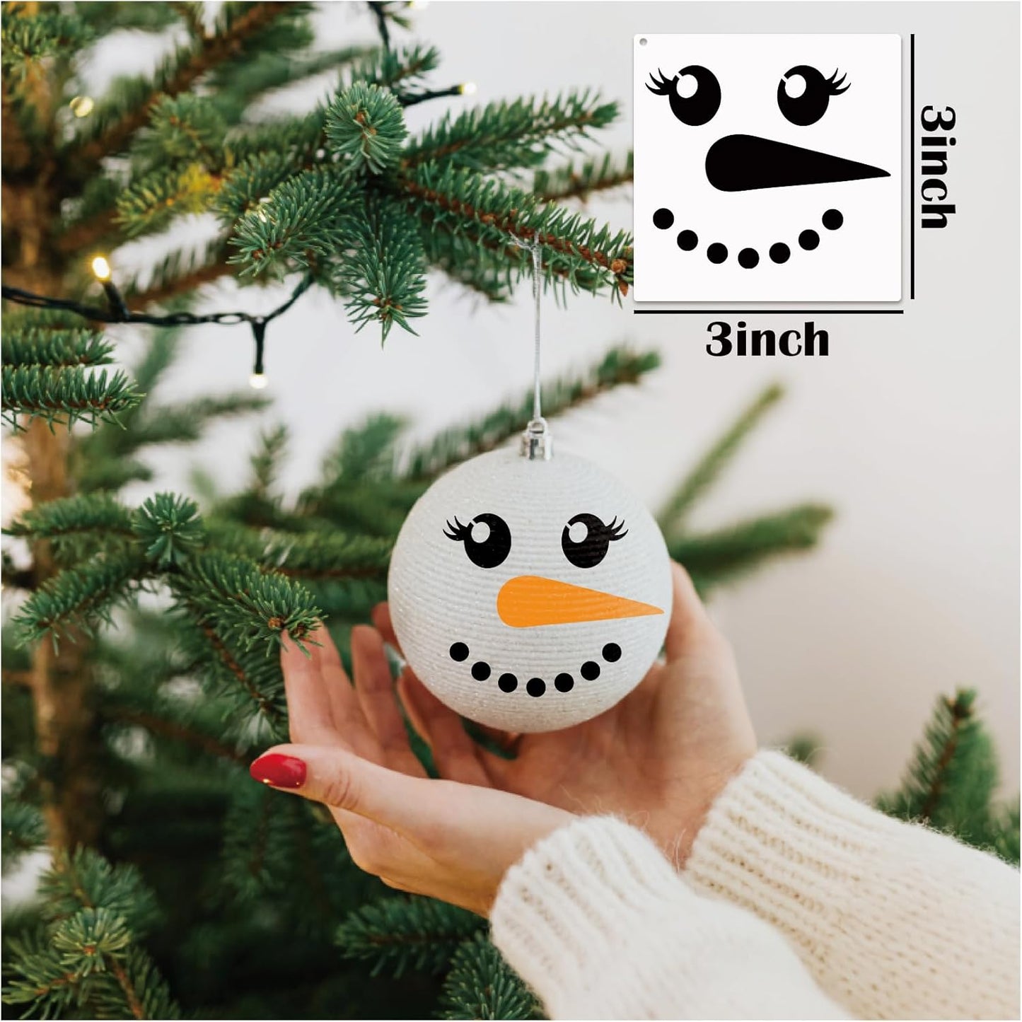 ﻿25pcs Christmas Snow Man Face Stencils for Crafts Reusable Drawing Stencil Small Ornament Stencils for Painting on Wood Christmas Balls Wall Home Decorations(25 Snowface 3in)