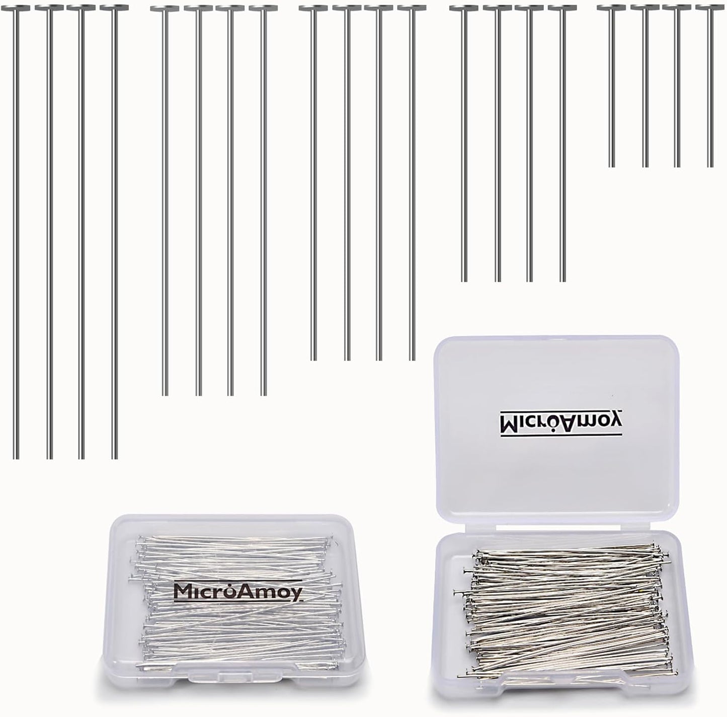 260pcs Silver Filled Flat Head Pins Non Tarnish Craft Earring Bracelet Jewelry Making Accessories Supplies (20mm (0.78in, Silver-Flat Head Pin)