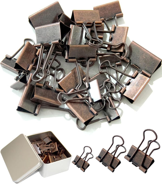 Assorted Binder Clips 0.75/1/1.25in 25-Pack - Copper Tone Clips for Office & Home