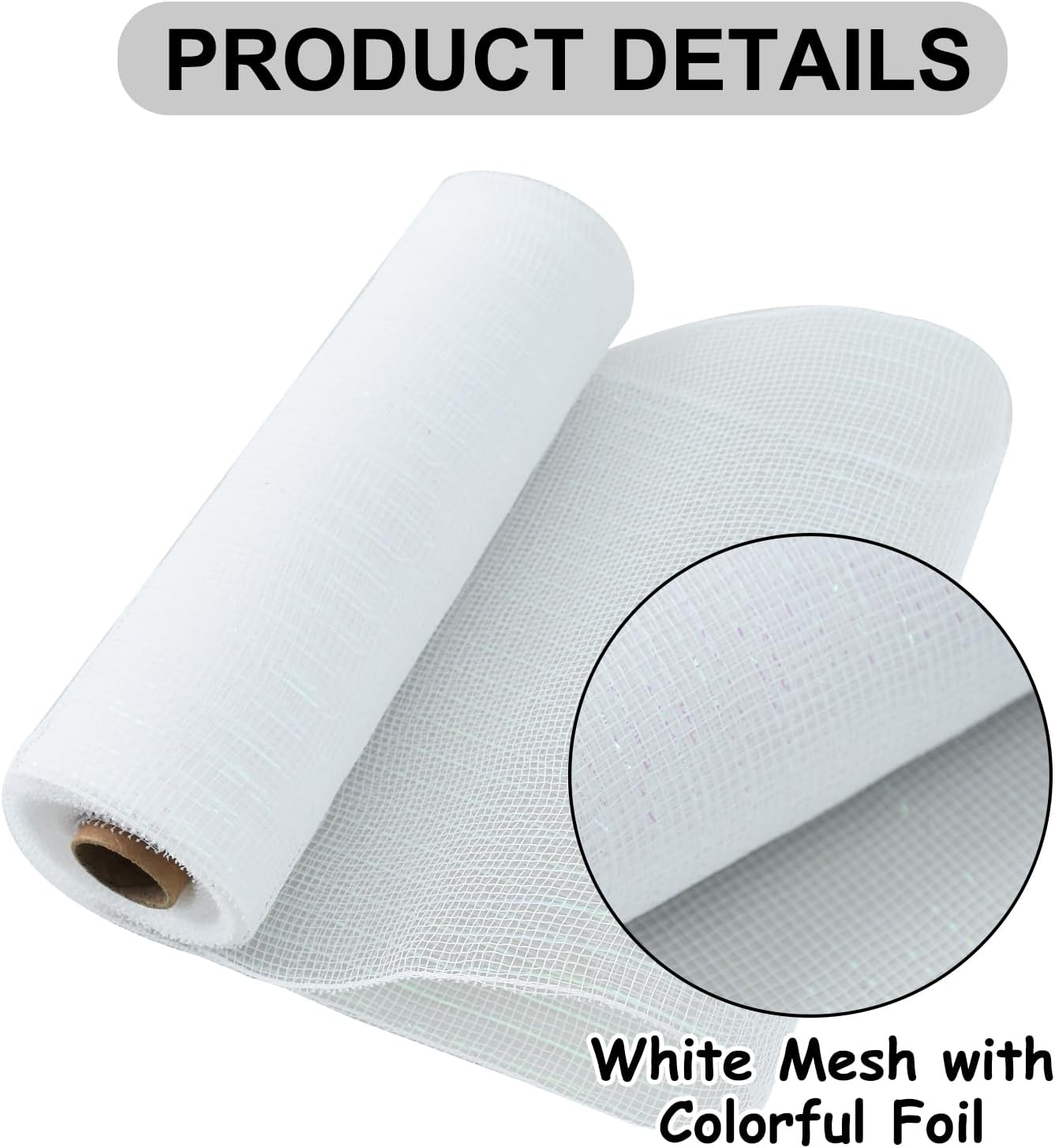 TONIFUL 2 Rolls 10 Inch White Decorative Mesh Ribbbon Rolls, Fabric Mesh with Foil for Mesh Wreath Supplies, Front Door Wreath Crafts Tree Decor Christmas NewYears Halloween Decoration (10 yds/roll)