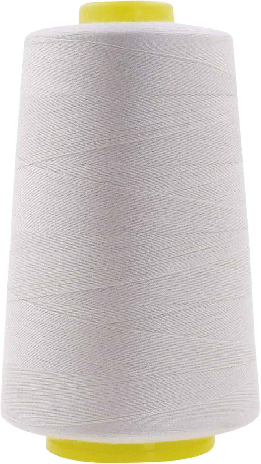 Mandala Crafts 4 Pack of Serger Threads Cones Spools - 20S/2 24000 Yards Polyester Off White Threads for Sergers Machine and Overlock Quilting Sewing Machine