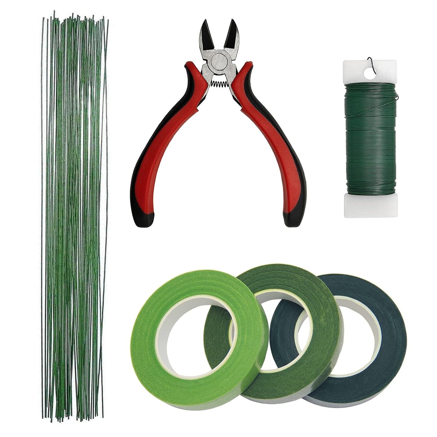 Floral Arrangement Kit - DIY Bouquet Making Tools - 24 Gauge Stem & Paddle Wire, Wire Cutter, Tapes