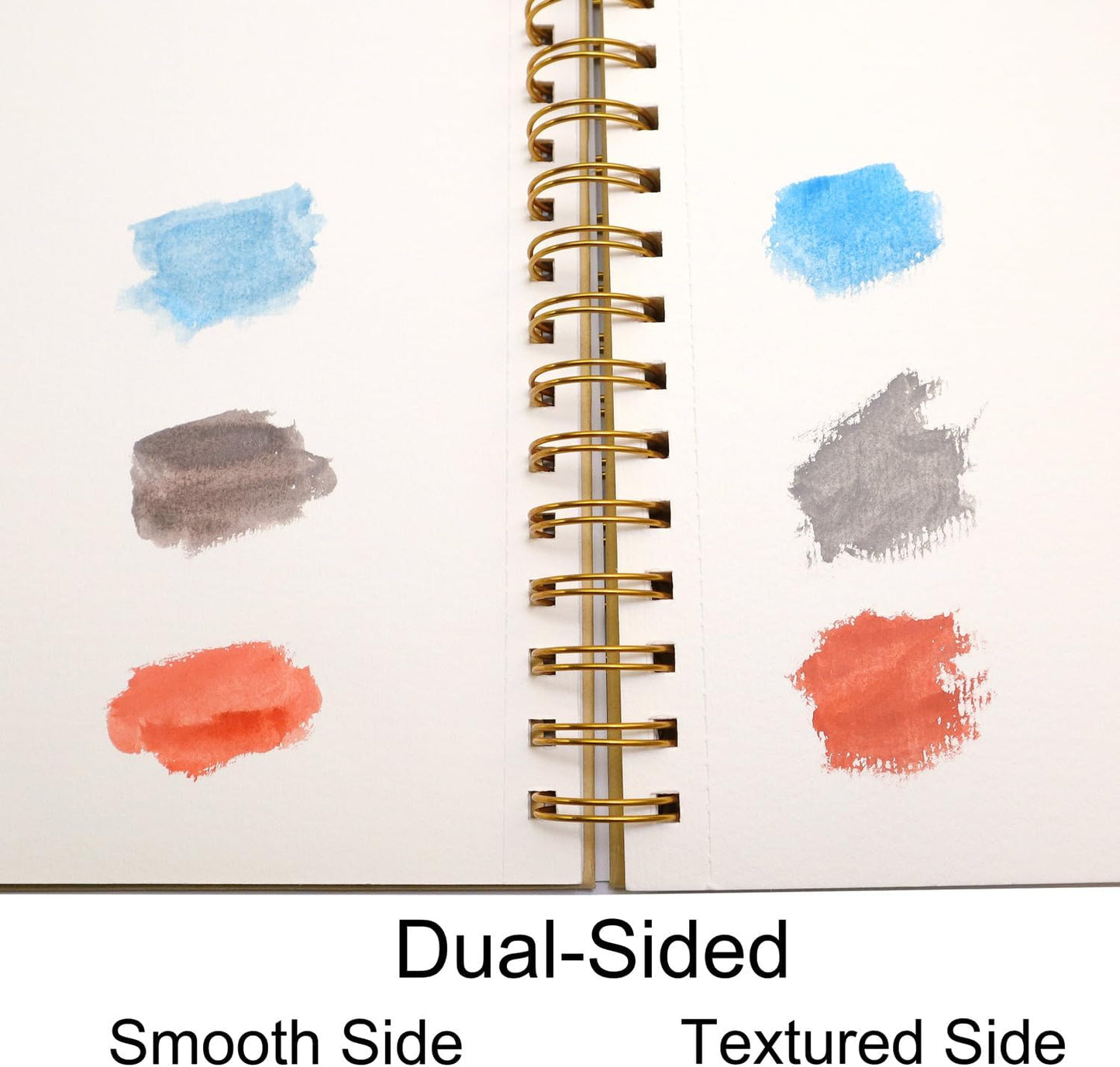 Watercolor Paper Pads, 5.5x8.5, 3Pack, Kraft Hardcover Sketch Books, 140lb/300gsm Heavyweight Cotton Paper, Spiral Bound, Cold Pressed, Dual-Sided(Smooth&Texture), Painting Paper for Artists Students