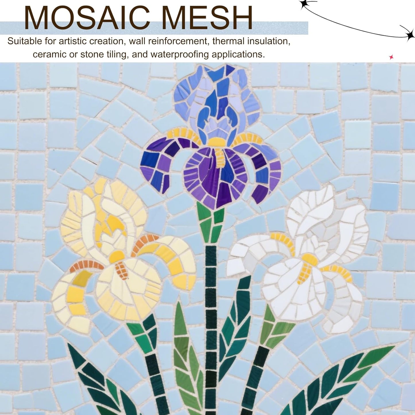 ZENFUN 35" X 76" Mosaic Mesh for Back Mounted Tile, 4.2 oz Fiberglass Mesh Backing Boast for Tile Installation, DIY Handcraft, Wall and Ground Treatment, Supplies Tools (Non Sticky)