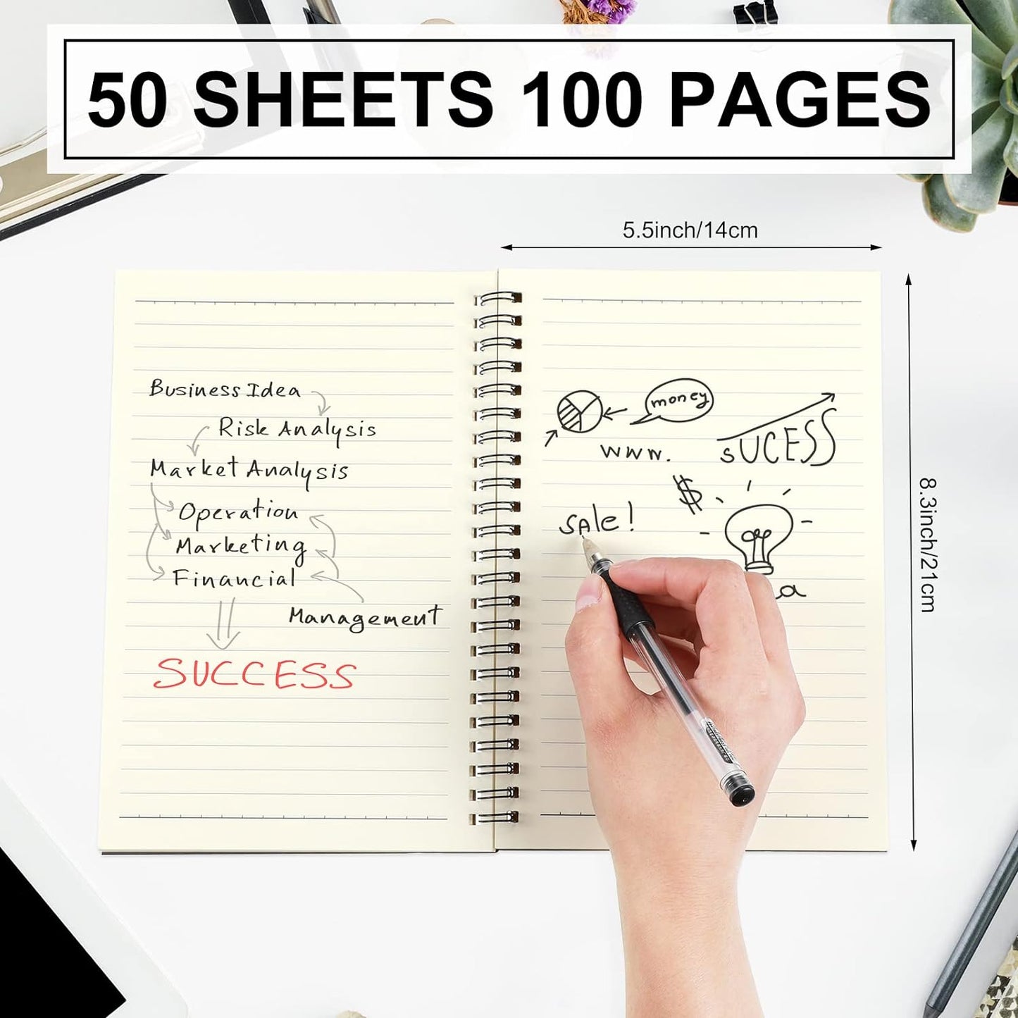 Yahenda 18 Pcs Spiral Notebook Bulk A5 Journal Lined 8.3'' x 5.5'' Writing Composition Paper Small Notepad Subject Notebook for Students Office Business Back to School Supplies (Black Color)