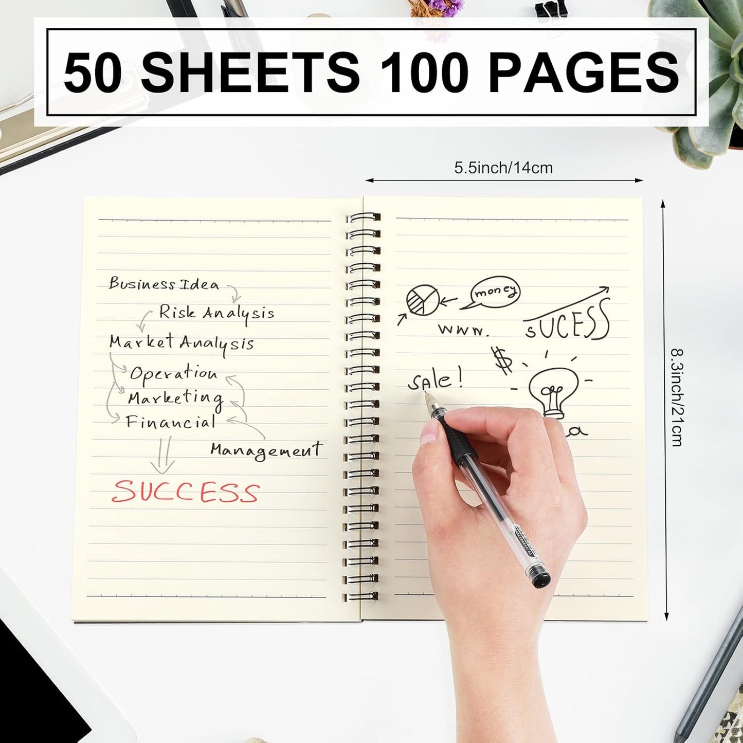 Yahenda 108 Pcs Spiral Notebook Bulk A5 Journal Lined 8.3'' x 5.5'' Writing Composition Paper Small Notepad Subject Notebook for Students Office Business Back to School Supplies (Black)