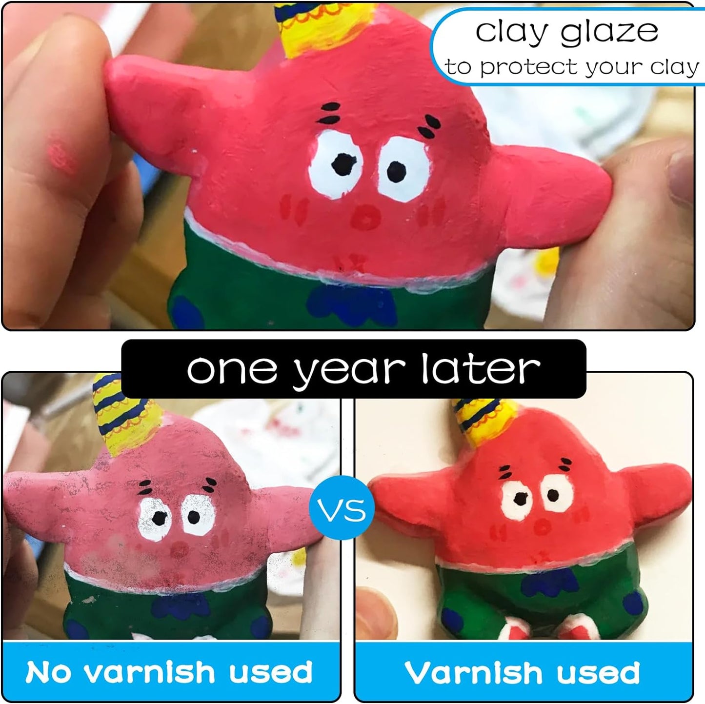 50ml Air Dry Clay Varnish，Air Dry Clay Sealant for Airdry Clay，Air Dry Clay Glaze Can Not Only Used to Prevent Clay Cracking, Scratches, and Wear,It Can Also Having a Matte Glaze Effect (Matte)