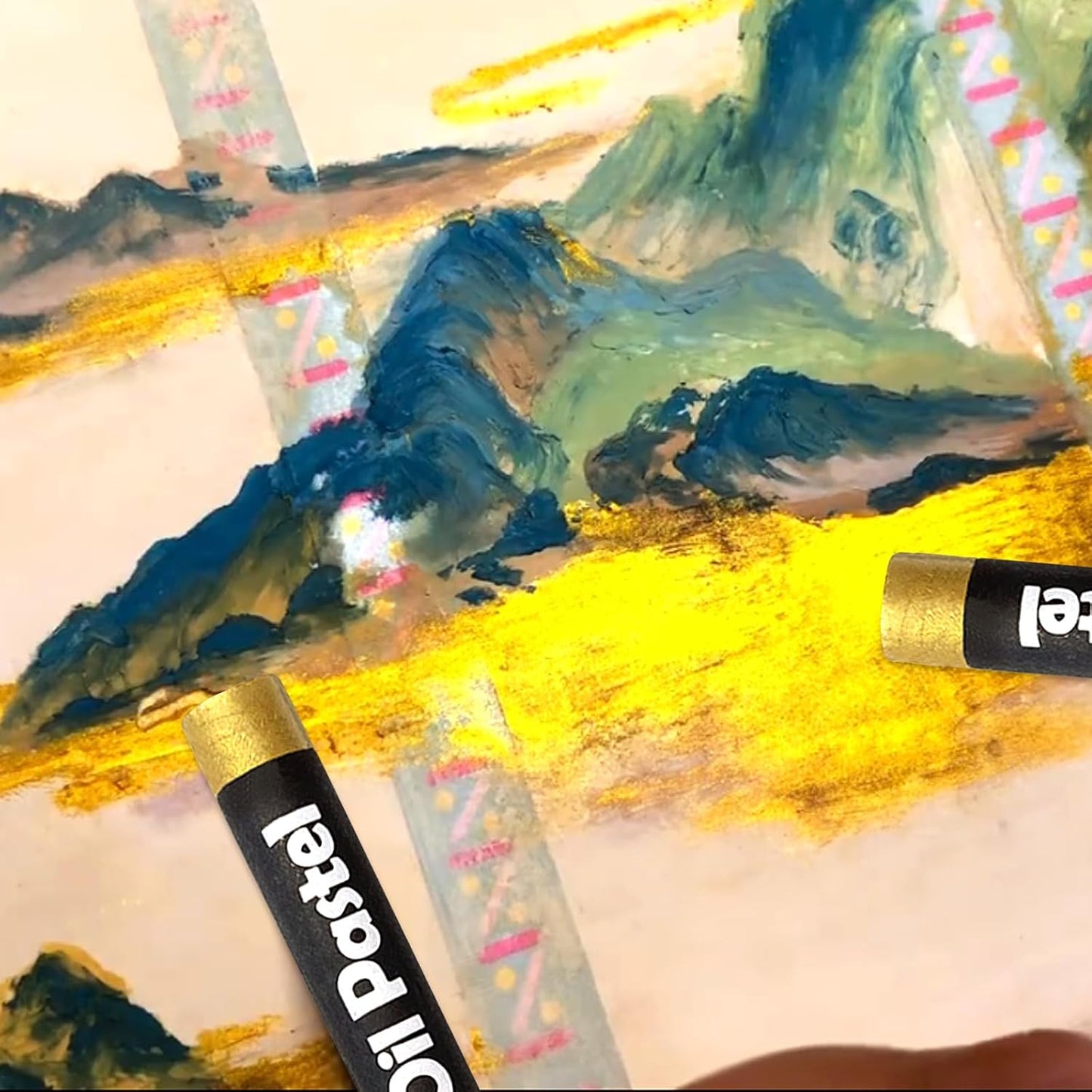 qianshan Soft Oil Pastels Set of 5 Single Colors,Non Toxic,Soft Texture Vibrant and Creamy Oil Crayons Pastels Art Supplies For Professional Artists Beginners Drawing.Gold