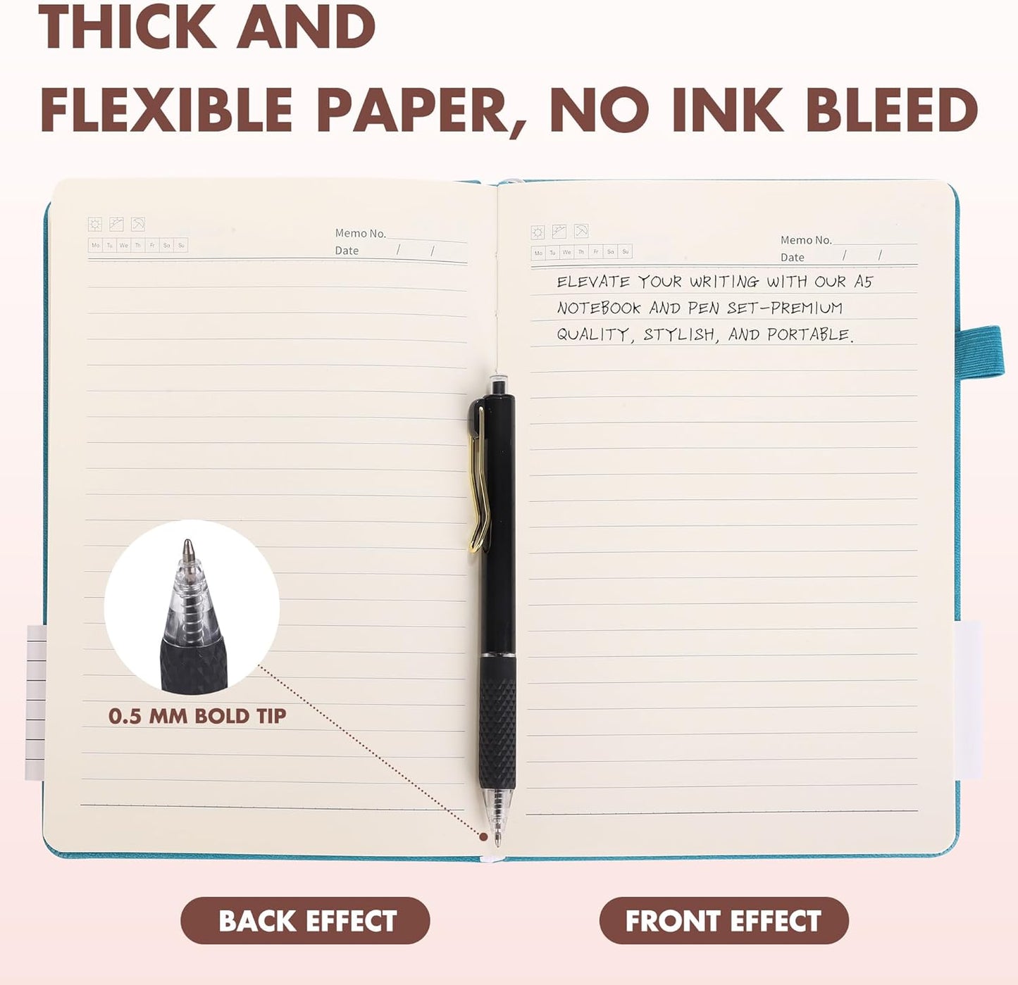 Aodaer 30 Set Lined Notebook Journals with Pens A5 Notebooks 100 GSM College Ruled Hardcover Notebook PU Leather Notepad with Pen Holder for Office School, 5.7 x 8.3 Inches, Deep Multicolor