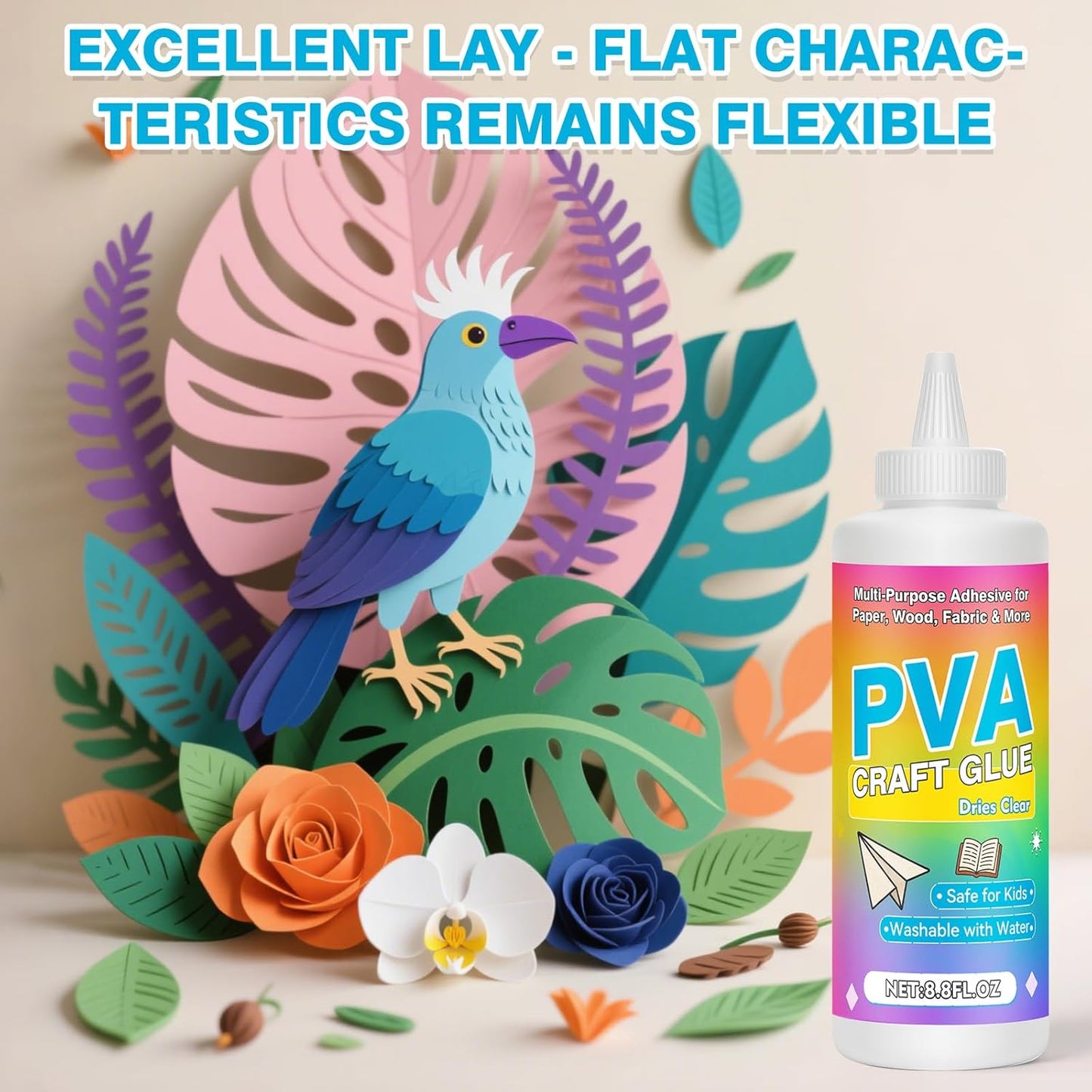 PVA Glue, PH Neutral PVA Adhesive 8.8 Oz, Book Binding Glue, Acid-Free, All-Purpose Adhesive, Dries Clear and Remains Flexible. Used for Bookbinding and Book Repair, Collages, Paper Art, and Crafts