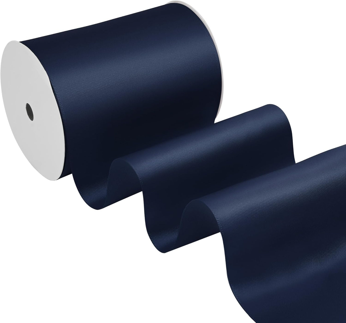 Navy Blue Satin Ribbon 4 Inch X 15 Yards Solid Color Double Faced Ribbons Perfect for Crafts Wedding Decor Bow Making Arts Sewing and More