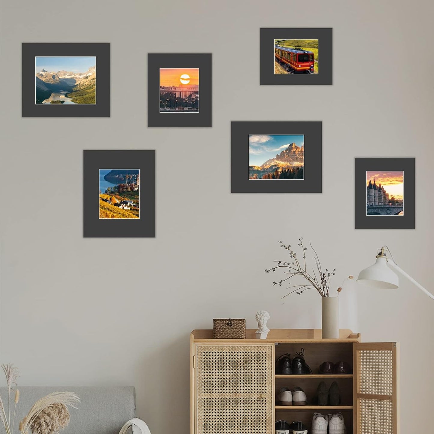 HOTUO 10 Pack Acid Free Black Picture Frame Mats, Pre-Cut 8x10 Picture Mats with Ivory Core Bevel Cut for 5x7 Photo, Signature Friendly 4 Ply Thickness Photo Mat for Frames/Artwork/Prints/Pictures