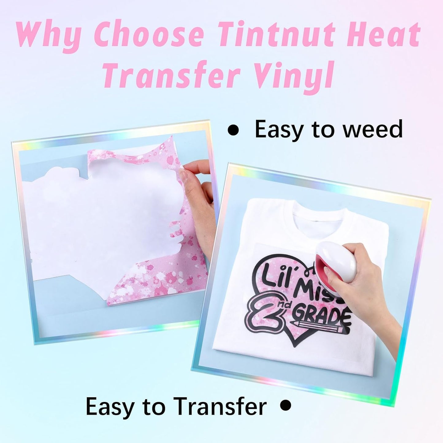 Tintnut Pink White Splash Heat Transfer Vinyl - 6 Sheets 10"x12"Watercolor HTV Patterned HTV Iron On Vinyl for T-Shirts Hats Clothes,for Cricut & Silhouette Cameo
