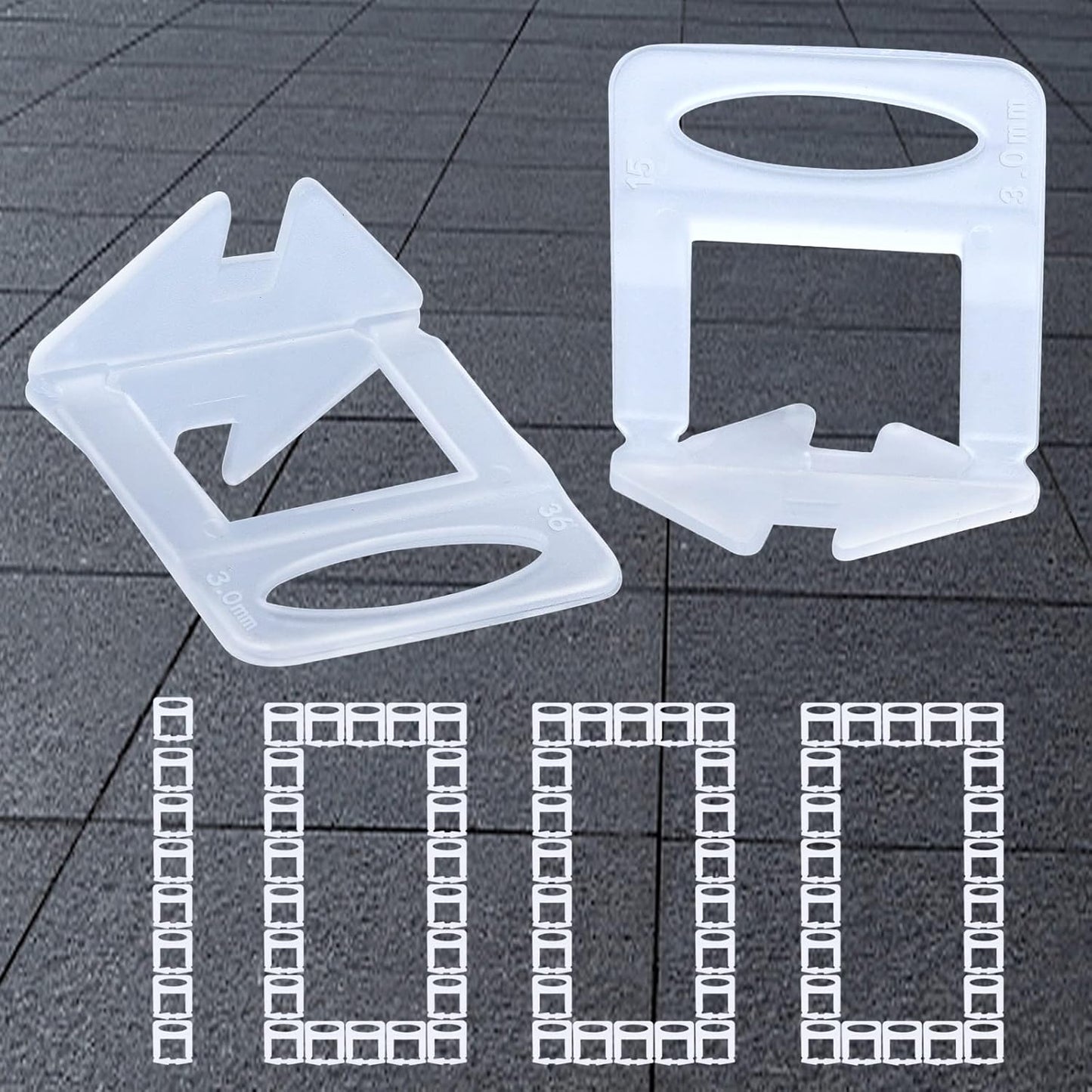 Tile Leveling System Clips Spacers Tile Leveler Clips DIY Tile Leveler Spacers 1000 Pcs 1/8" (3mm) for Professional Ceramic Tile and Stone Installation (1000 1/8")