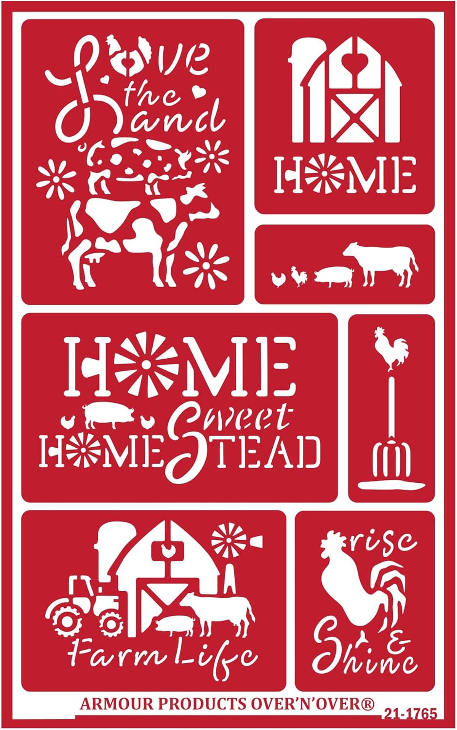 Over'N'Over Reusable Glass Etching Stencils – Durable Self-Stick Designs for Glass, Mirrors, and Ceramics with Armour Etch Cream – 5” x 8” Stencil Sheet - Sweet Homestead
