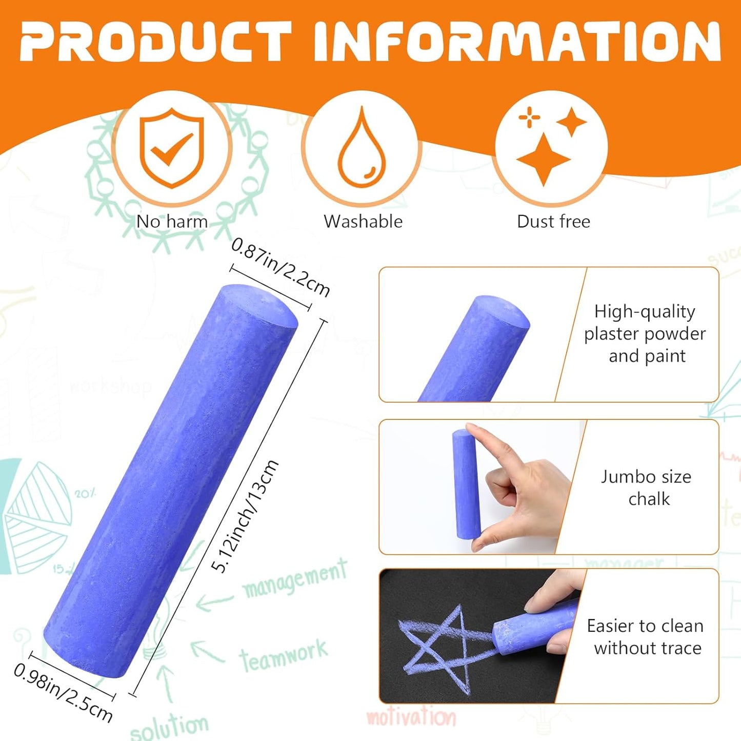 20 Pcs Sidewalk Chalks for Kids Non Toxic Jumbo Chalk for Party Gift Outdoor Art Classroom Play Painting (Purple)