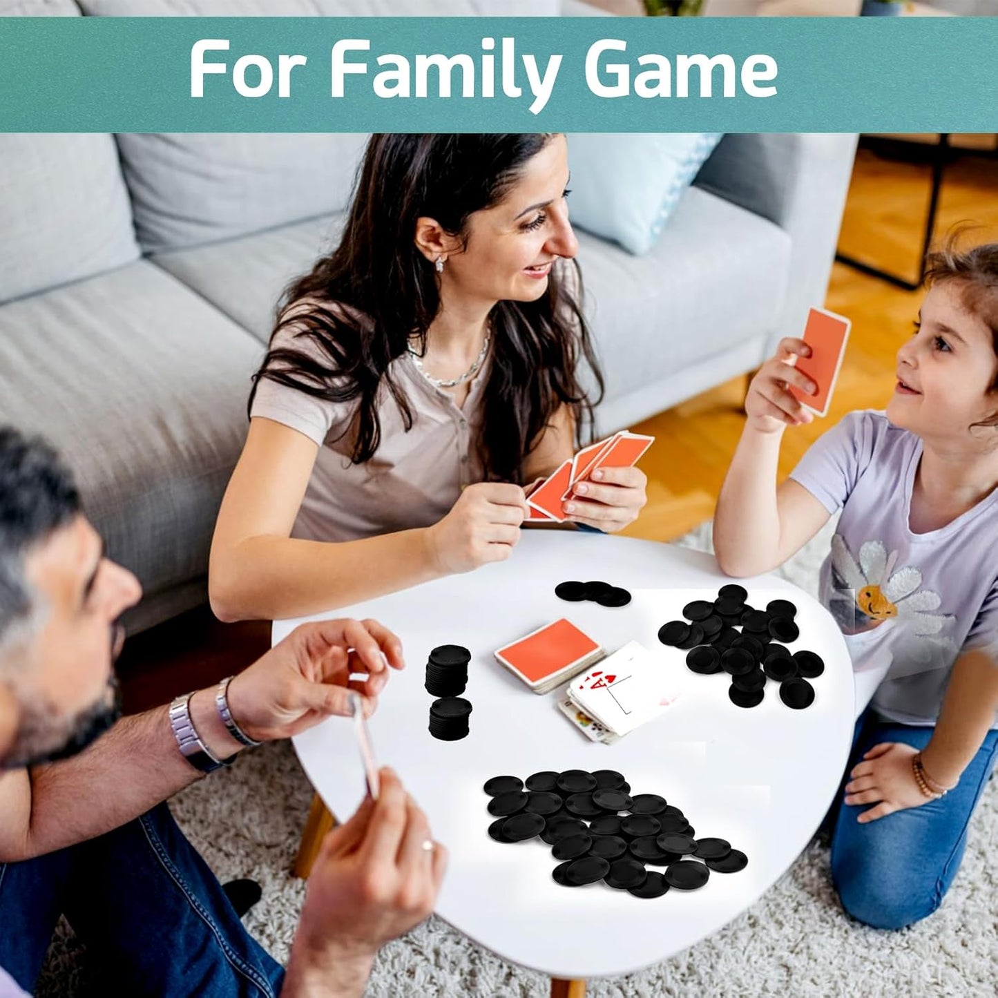 Coopay 500 Pieces Plastic Poker Chips, 1 Inch Bingo Chips Bulk Learning Counters Disks Poker Card Game, Counting Markers for Math Practice, Game Tokens and Teaching Rewards, 25 mm (Black)