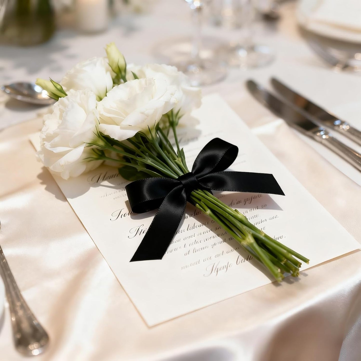 5/8 Inch 100 Yards Black Ribbon, Black Satin Ribbons for Gift Wrapping, Wedding, Birthday Party Decoration, Valentine's Day, Craft, Hair, Floral, Sewing