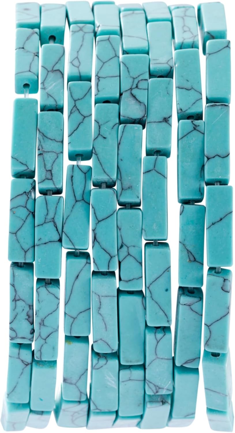 Natural Blue Turquoise Rectangle Tube Beads 4x13mm 38cm/str Loose Semi Gemstone Stone Beads for Making Bracelets Necklace Earrings