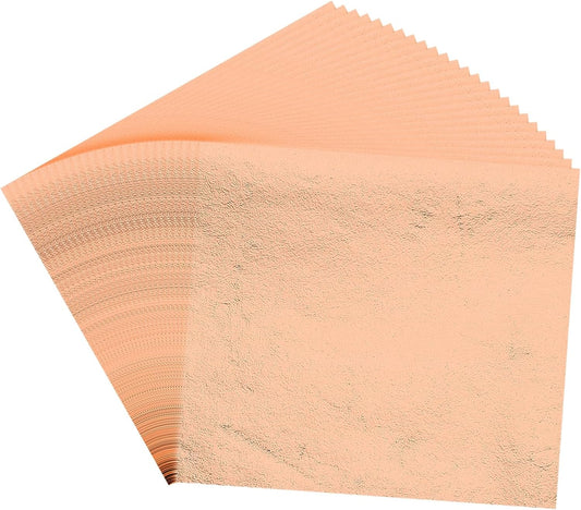 PATIKIL Gold Leaf Sheets for Art 3.7" x 3.4", 100 Pcs Gold Foil Sheet Metallic Leaf Papers for DIY Crafts Resin Furniture Nails Paintings Home Decoration, Rose