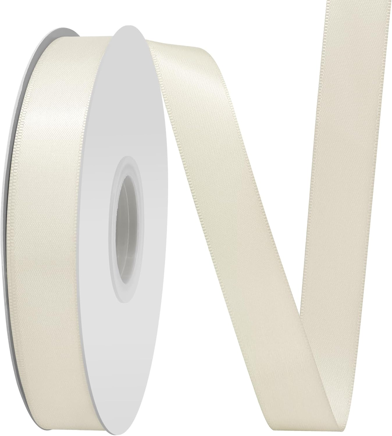Ivory Satin Ribbon 3/4" X 50 Yards Solid Color Double Faced Ribbons Perfect for Crafts Wedding Decor Bow Making Arts Sewing and More