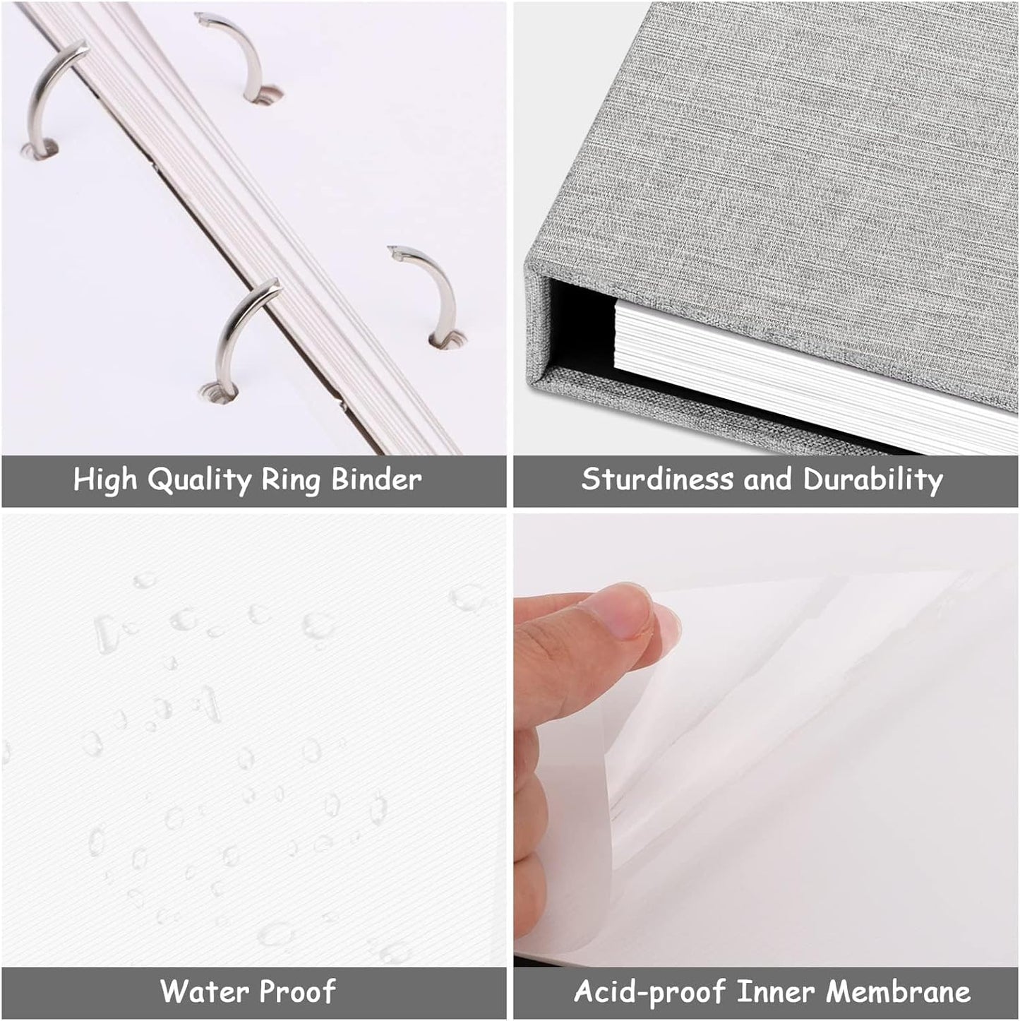 Zesthouse Photo Album Self Adhesive with Picture Display Window, 3-Ring Scrapbook Albums 60 Pages Holds 8x10 5x7 4x6 Photos, DIY Photo Book Ideal Gift for Family Wedding Baby