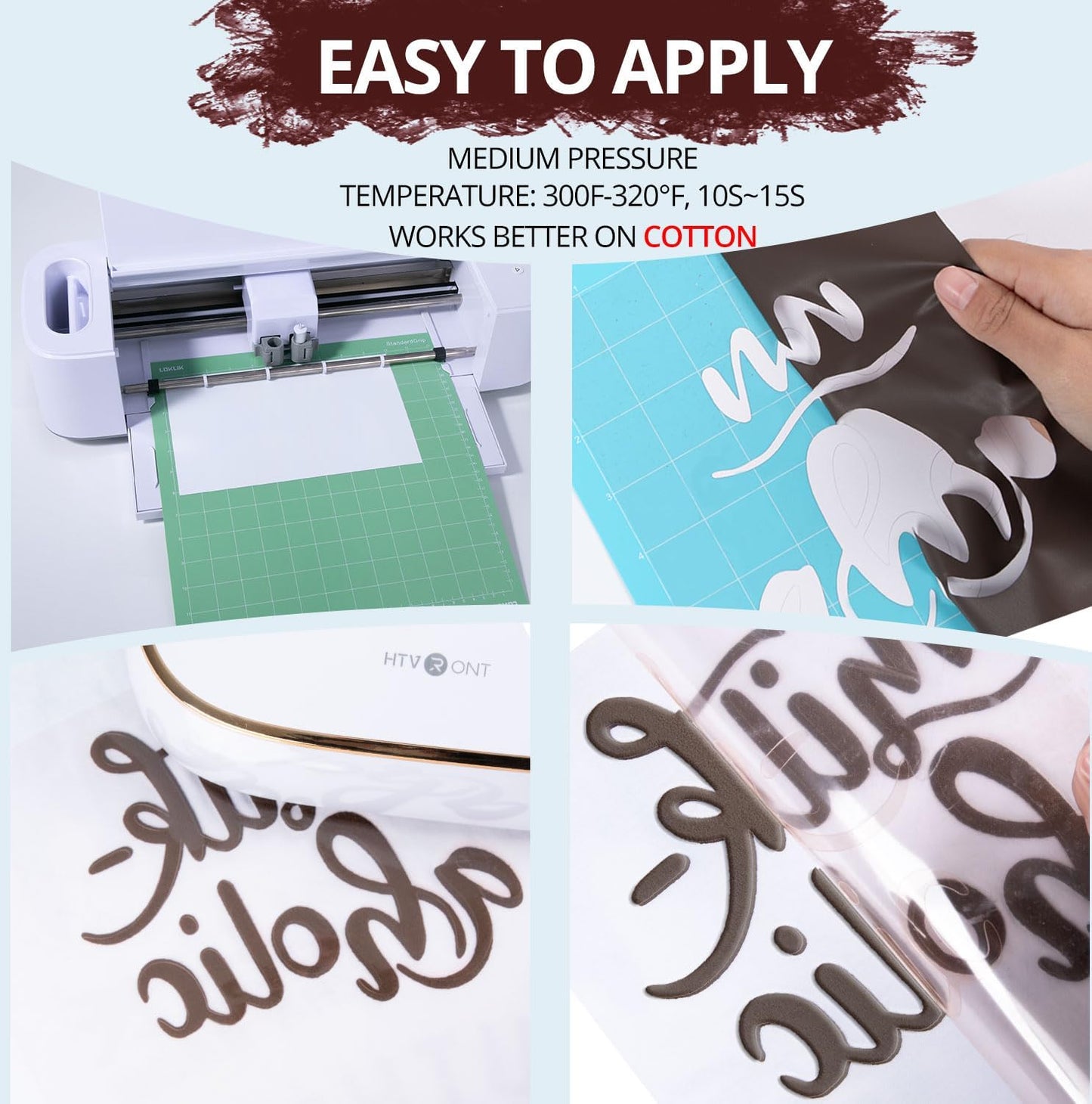 HTVRONT Puff Vinyl Heat Transfer -10" x 6ft Reddish Brown 3D Puff Heat Transfer Vinyl for T-Shirt- Wine Red Puff Htv Vinyl Compatible with Cricut Cutting Machine-Easy Cut/Weed