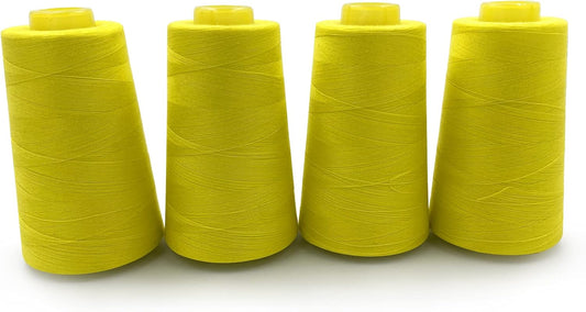 Tortoise 4 Cones of 3000 Yards Each Spool Thread for All Purpose, Serger, Overlock, Quilting, Sewing Machine - 100% Polyester - 40S/2 Lemon Yellow