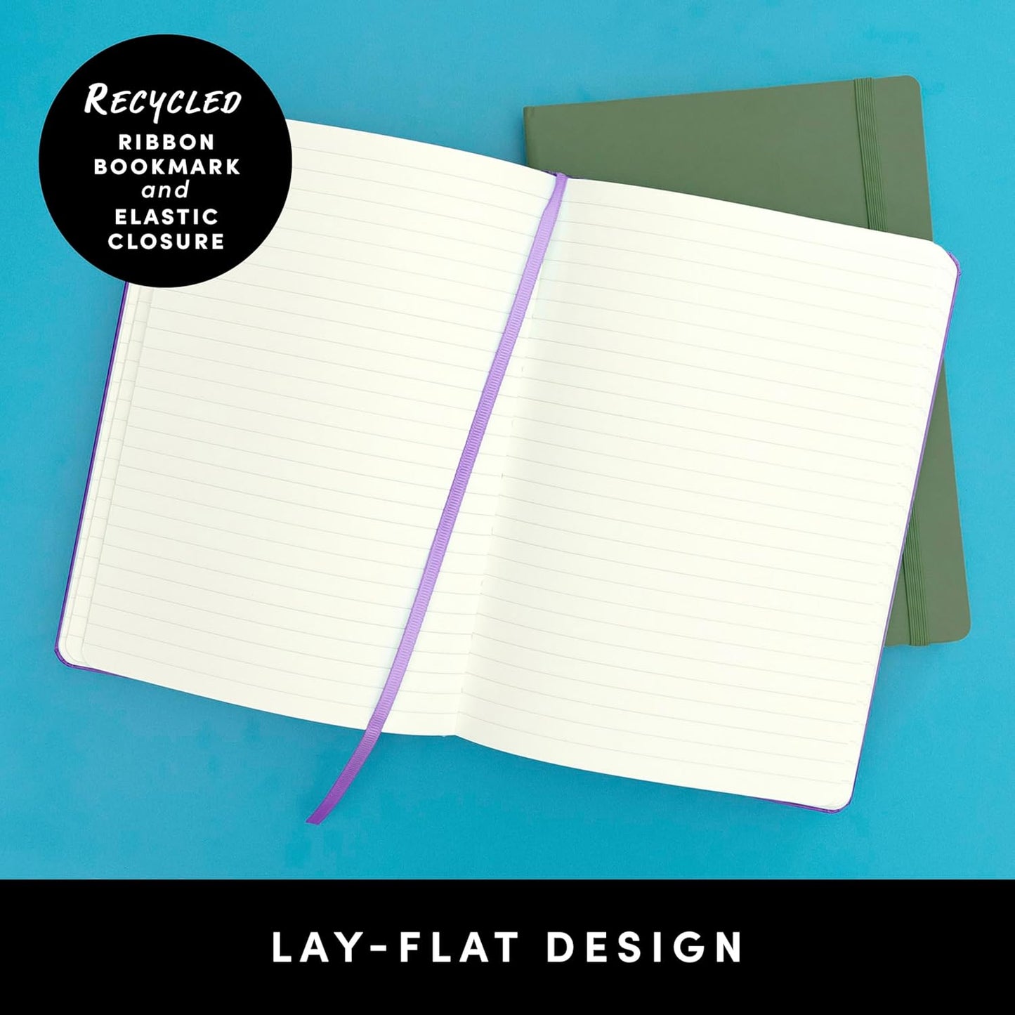 PAPERAGE Recycled Lined Journal Notebook, (Black), 160 Pages, Medium 5.6 in x 8 in - 100 GSM Thick Paper – College Ruled, Hardcover Journaling Notebook for Work, School & Note Taking