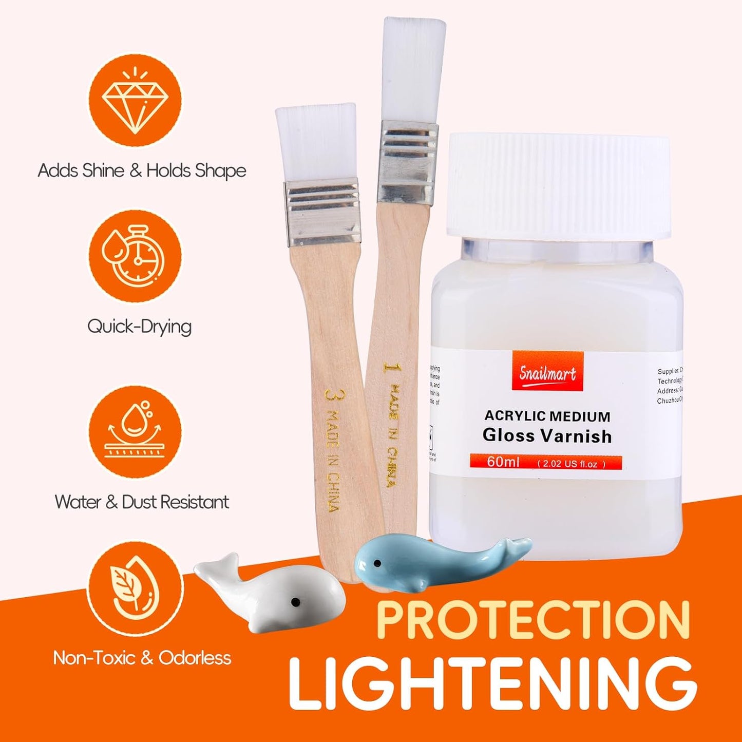 3Pcs Gloss Varnish for Acrylic Painting, 180ml Acrylic Varnish Clear Coat, Non-Yellowing, Non-Toxic for Artwork, Acrylics Paint, Suitable for Pro Artists, Hobby Painter