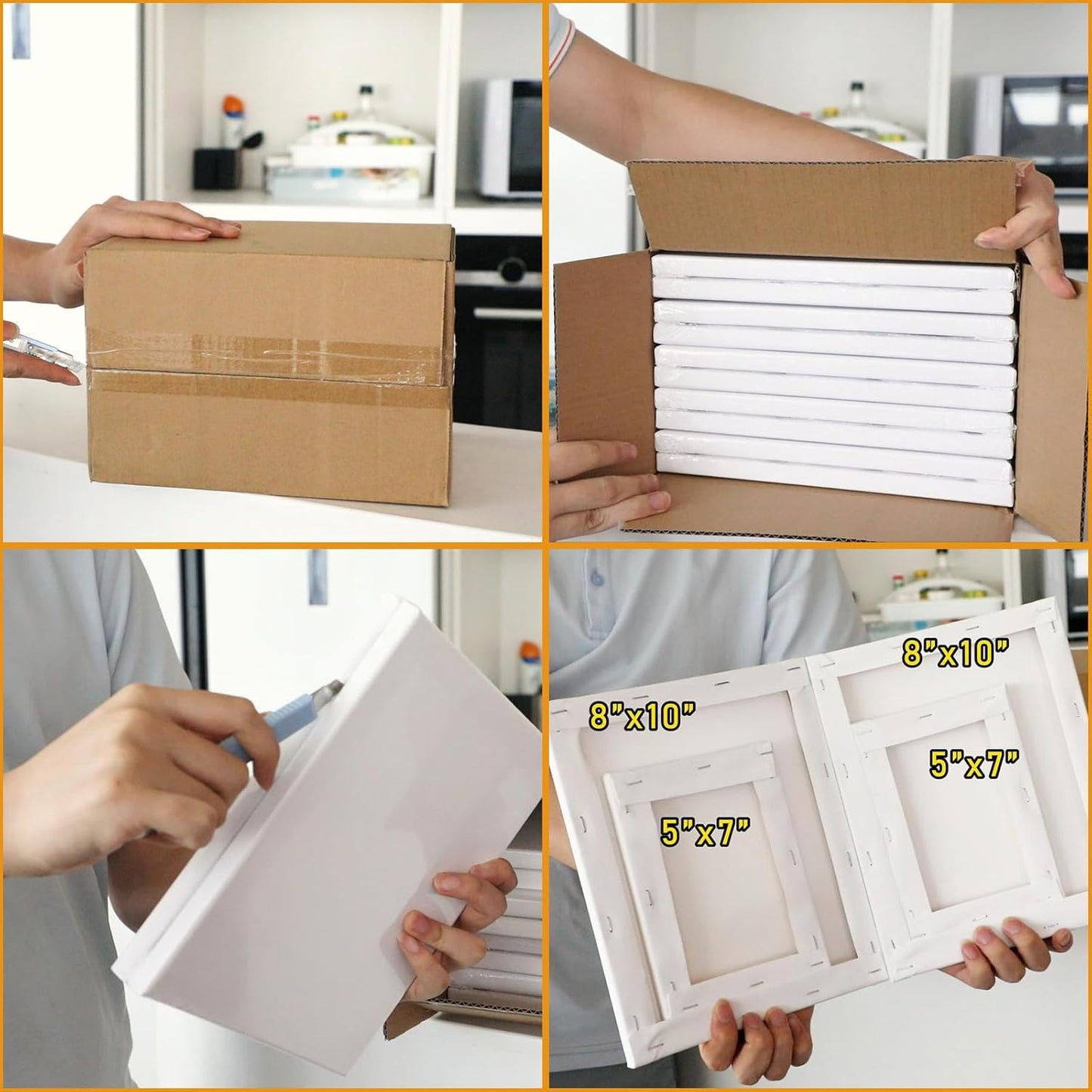 Professional Stretched Canvas for Painting with 8x10 inch, 5x7 inch (10 of Each), 20 Packs Blank Canvases Art Supplies for Acrylic, Oil, Pouring,100% Cotton, Primed, 5/8 Inch Profile