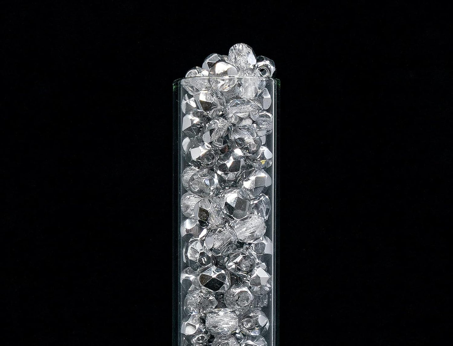 1.8 oz (50g, Approx. 600pcs) of Faceted Fire Polished Pressed Czech Glass Beads 4mm (0.16in), Crystal Silver Aluminum Labrador 00030-27001 BCV