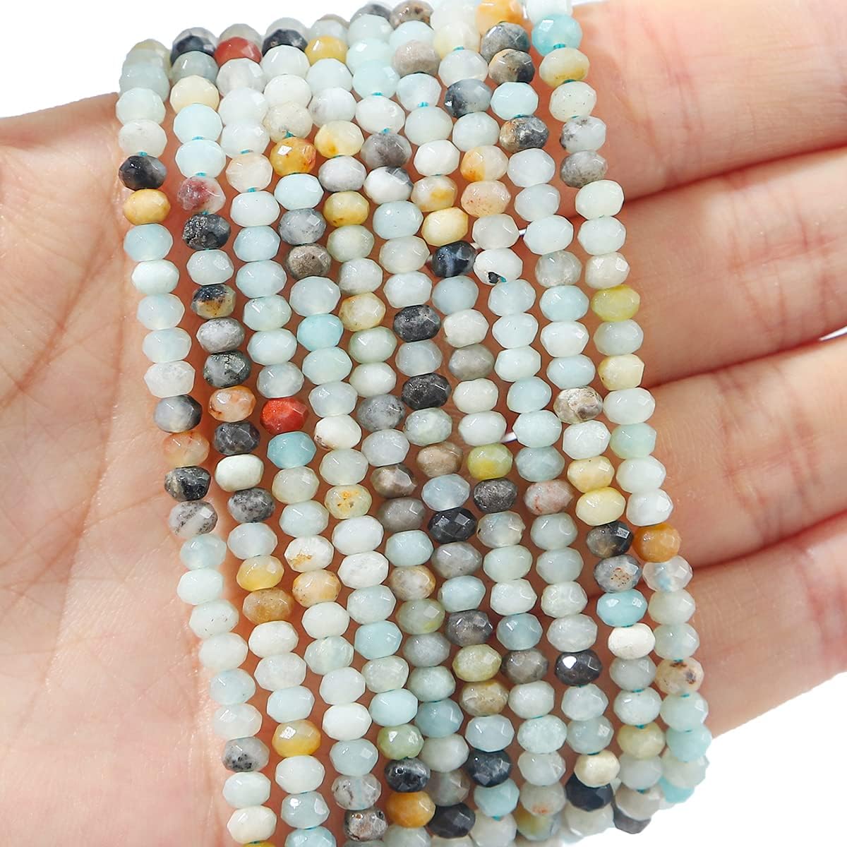 Natural Amazonite Beads 4x2mm 120pcs Faceted Rondelle Loose Semi Gemstone Beads for Jewelry Making Design