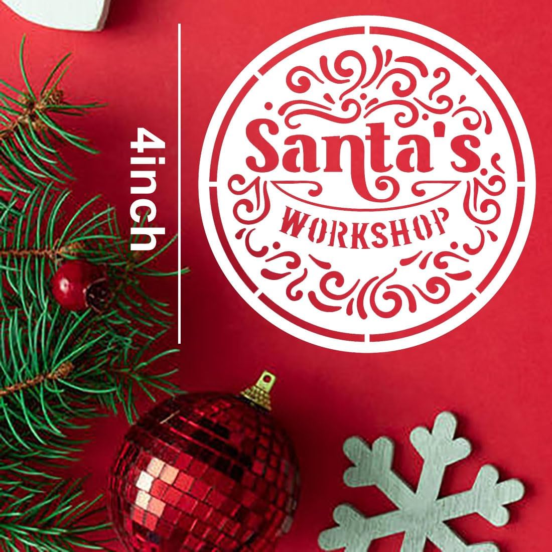 Small Christmas Stencils for Painting on Wood 4inch,Christmas Stencil Xmas Holiday Stencils for Crafts Decor