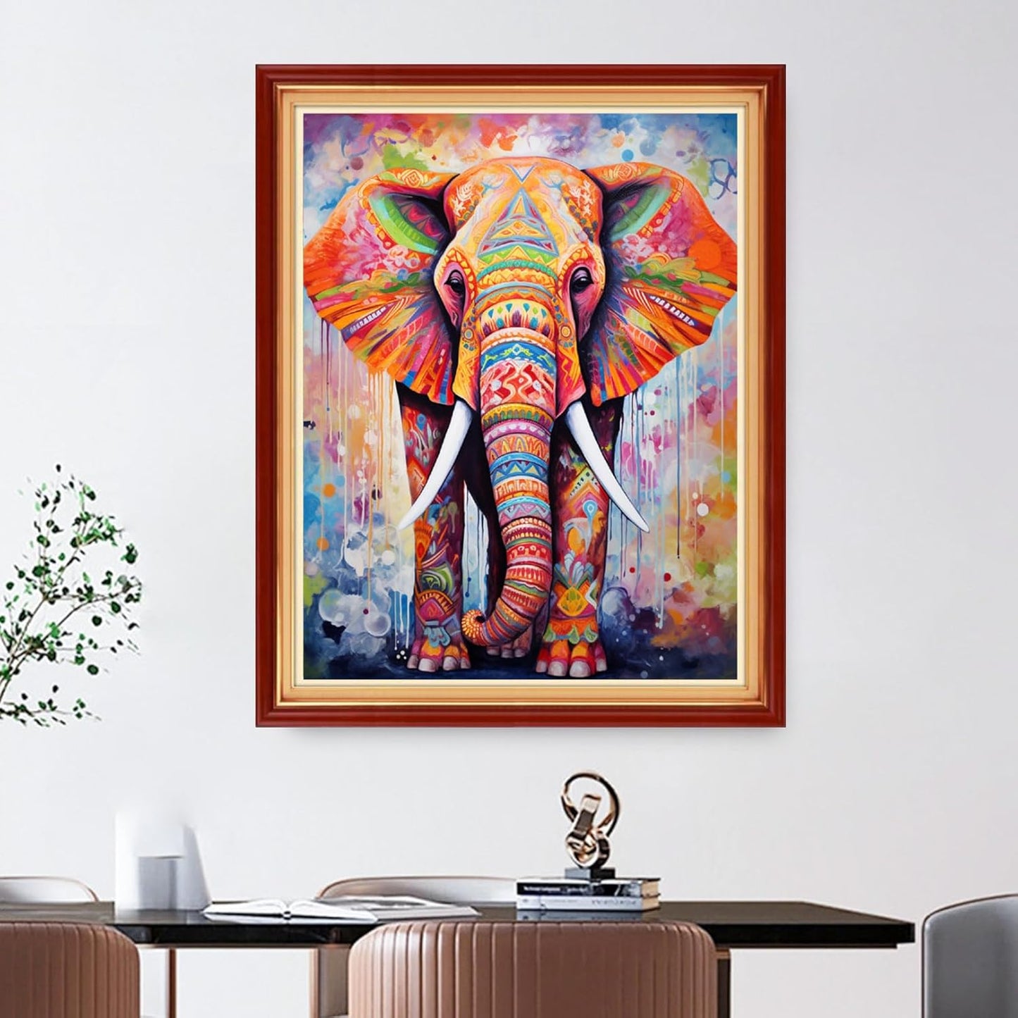 Foxdiviy Stamped Cross Stitch Kits Full Range of Embroidery Needlework Starter Kits for Beginners Adults 11CT Embroidery Patterns Art Crafts DIY Needlepoint Kits- Colorful Elephant 16x20 inch