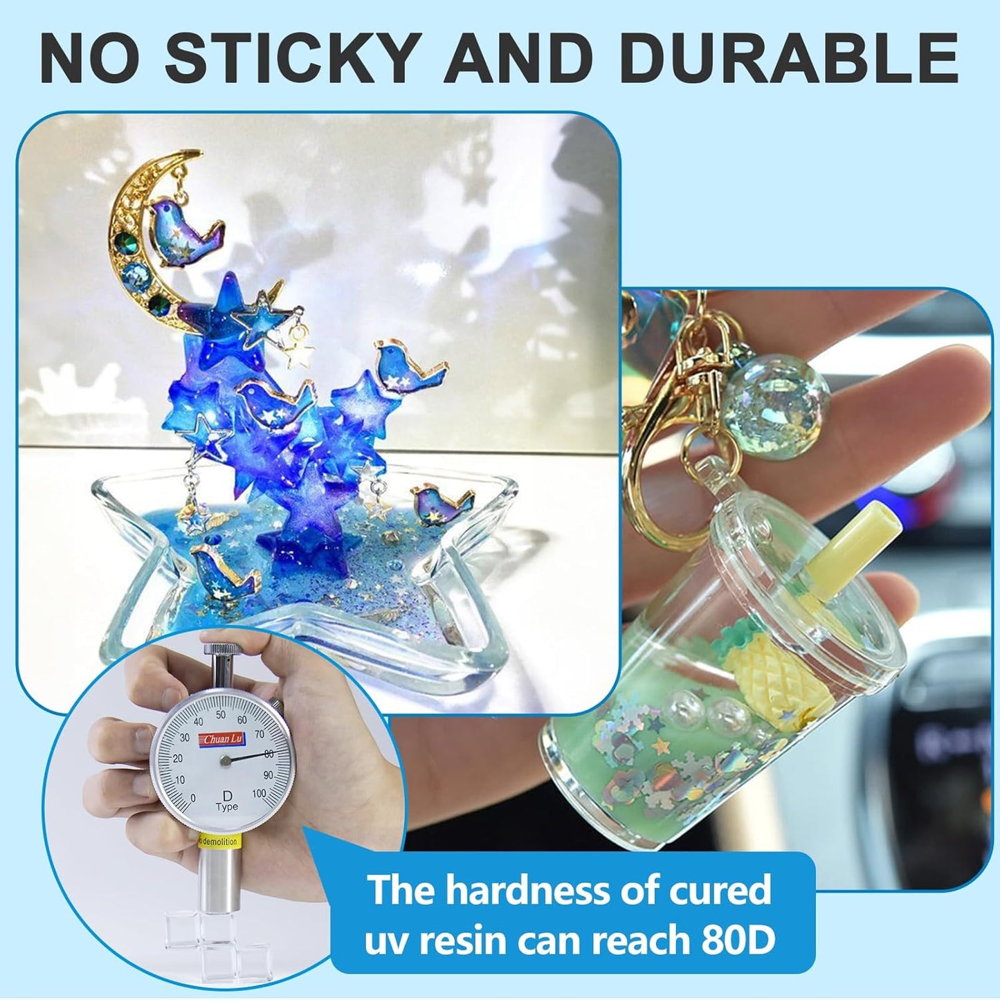 JDiction UV Resin, 300g High Gloss UV Resin Clear Solar Cure Sunlight Activated Glue Hard UV Resin Kit for Jewelry Making, Casting and Coating, DIY Crafts, Resin Art Supplies