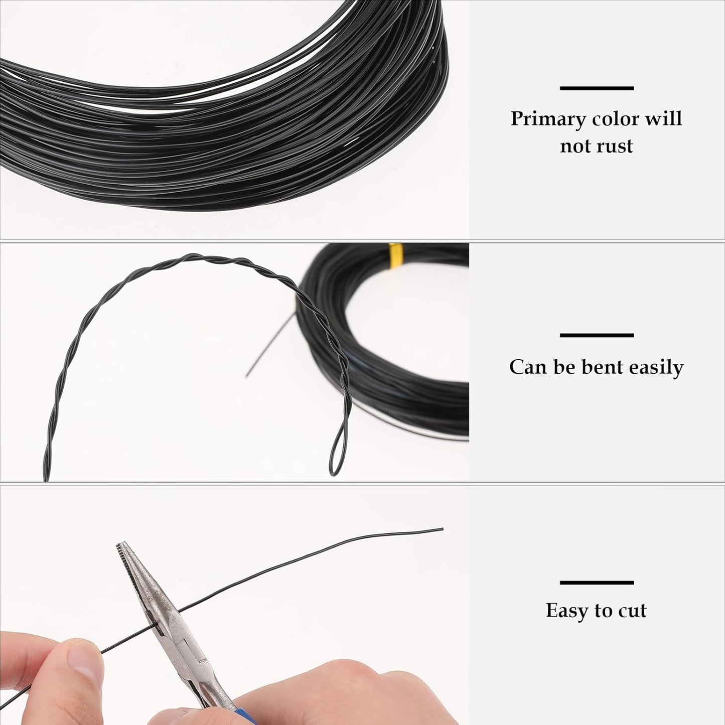 Cobee 18 Gauge Aluminum Wire for Jewelry, Craft, and Wreath Making - Bendable Beading Wire (1mm x 30m, Black)