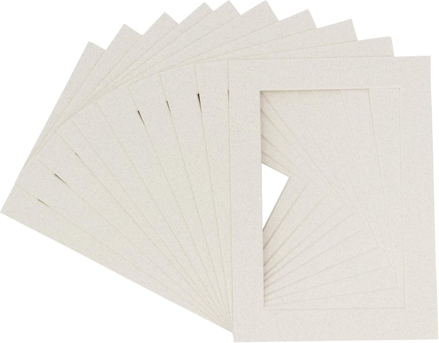 Pack of TEN 8x10 Mats Bevel Cut for 5.5x8.5 Photos - Acid Free Oyster Shell White Precut Matboards For Pictures, Photos, Framing - 4-ply Thickness