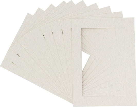 Pack of 25 Acid Free 8x10 Mats Bevel Cut for 6x8 Photos - Oyster Shell White Precut Matboards With Backing Boards and Clear Photo Mat Bags For Pictures, Photos, Framing - 4-ply Thickness