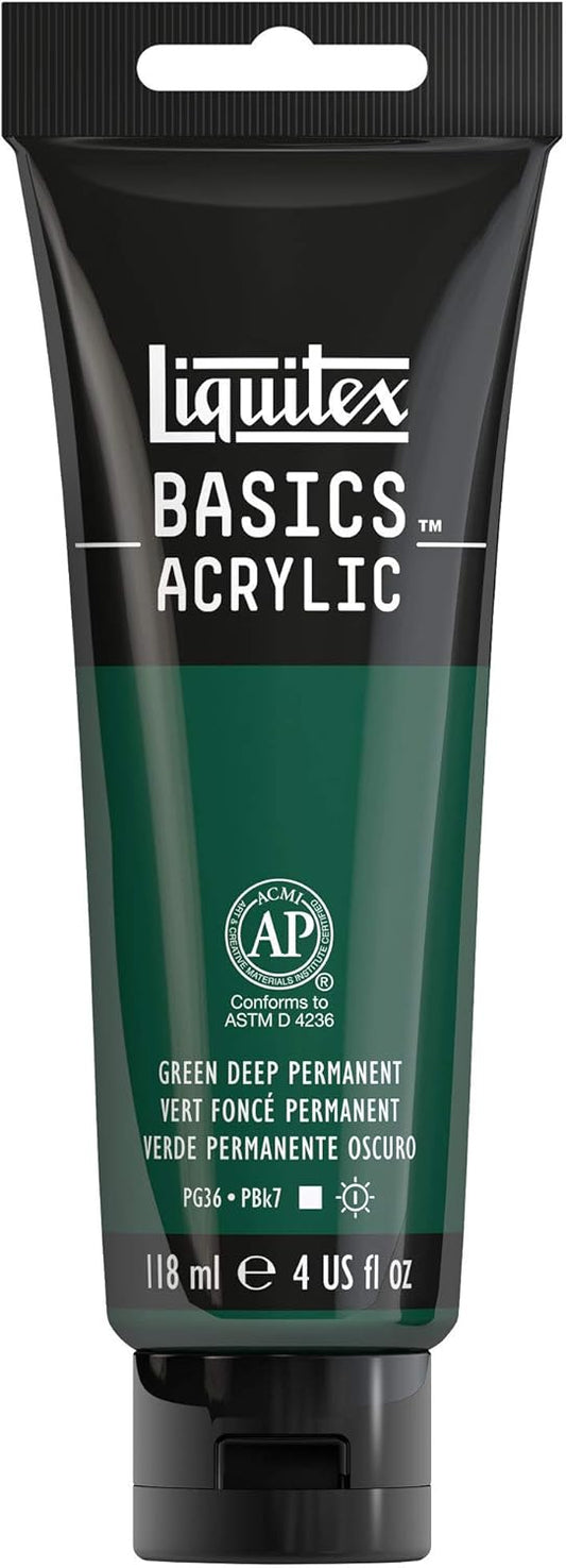 Liquitex BASICS Acrylic Paint, 118ml (4-oz) Tube, Permanent Green Deep